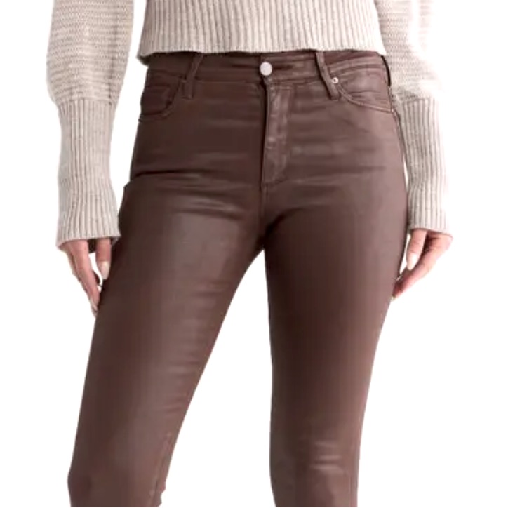 Adriano Goldschmied The Farrah High-Rise Skinny Brown Leatherette Jeans